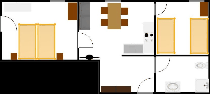 Grundriss des Appartements Zwoa